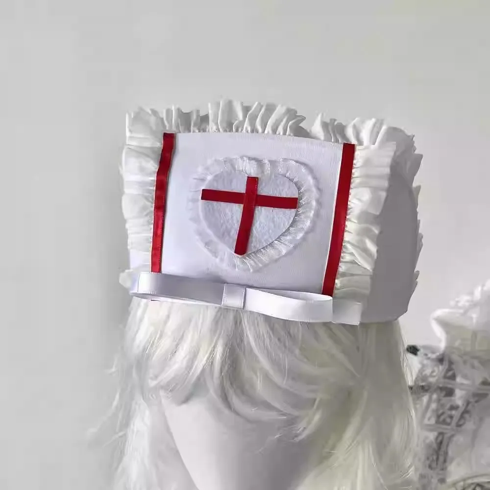 Cosplay nurse cap hat Accessories Prop y2k Girl Medical nurse hat with sweet lace bow Cosplay photography props cosplay view 2