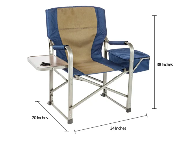 multifunctional foldable outdoor aluminum frame camping and fishing chair with table and refrigerated bag