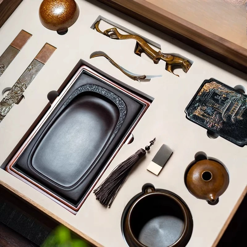 Study four treasures set, inkstone printing mud, special for ink calligraphy