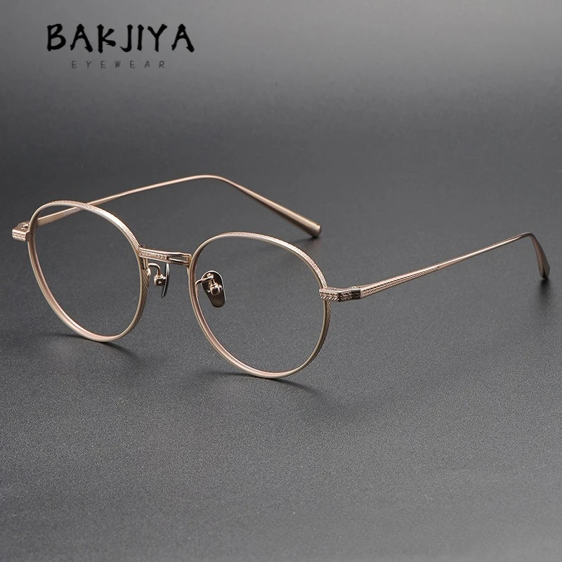 

Japanese Designer Retro Textured Pure Titanium Oval Round Eyeglasses Frame Trend Men Women Optical Prescription Glasses Frame