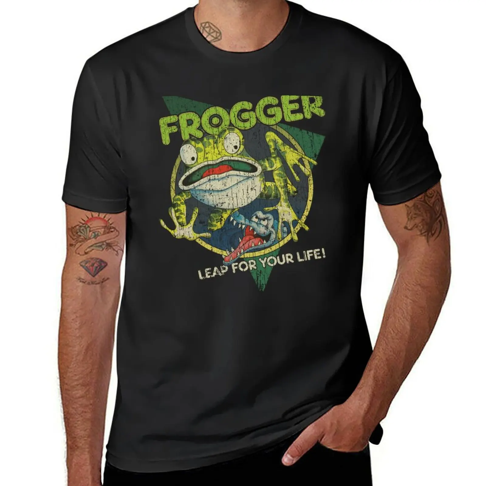 Frogger Leap For Your Life 1981 T-Shirt boys animal print Short sleeve tee sweat quick-drying mens white t shirts