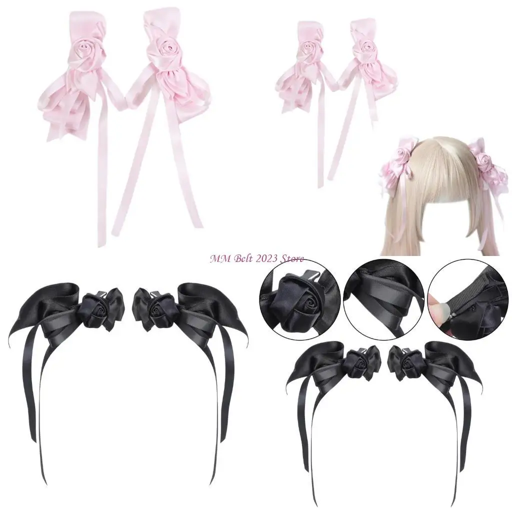 

49ME Y2k 90-е эстетическая заколка для волос с бантом в стиле Харадзюку для женщин, милая заколка для волос с хвостиком
