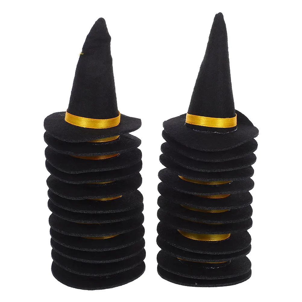 

30Pcs Mini Felt Witch Hats Halloween Decorations Bottle Toppers for Wine Bottles Party Supplies Holiday Decor