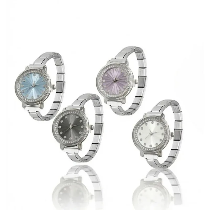 Classic Rhinestone Bezel Round Women Modular Watch Italian Design Detachable Steel Band Fashion Daily Dress Quartz Wrist watch
