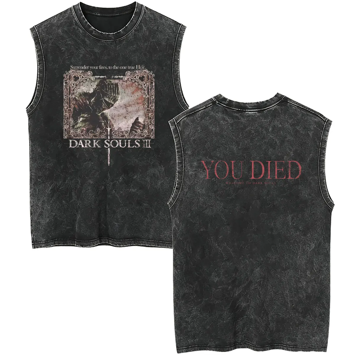 Game Dark Souls Washed Vintage Tank Tops Men Women 90s Retro Gothic Rock Oversized T-shirt Male Punk Harajuku Sleeveless Vest
