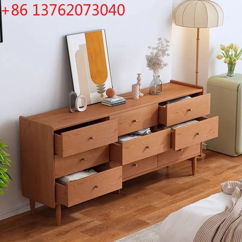 Nordic chest, bedroom drawer, storage cabinet, solid wood floor-to-ceiling locker