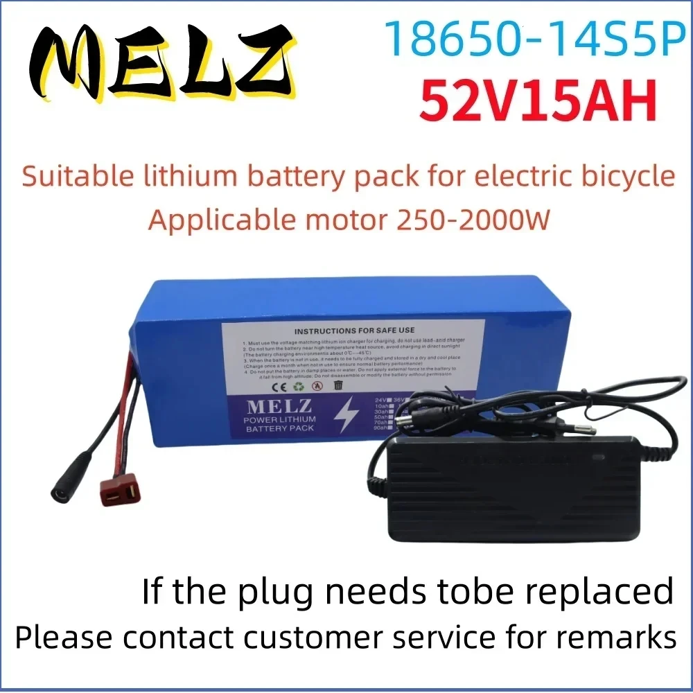 52V15Ah 18650 lithium battery pack 15000mAh 14S5P long life built-in BMS rechargeable battery+complimentary 58.8V2A charging