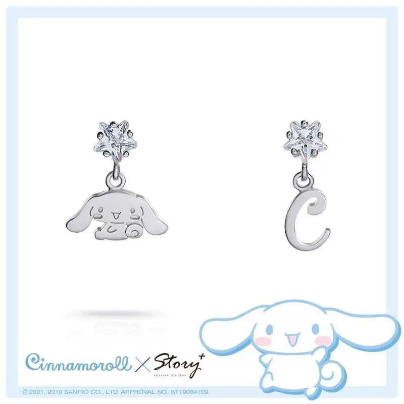 

Kawaii Sanrio Stud Earrings Cinnamoroll Cute Beauty Fairy Star Diamond 925 Sterling Silver Earrings Hypoallergenic Girls Gift