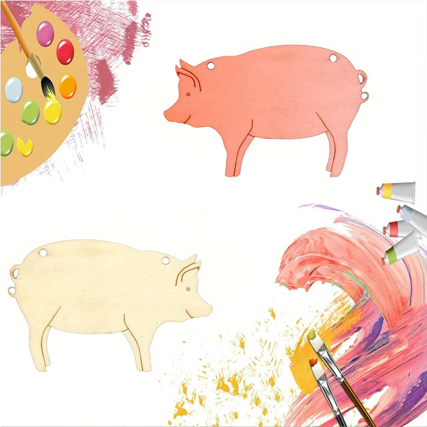 30 قطعة من زينة الخنازير الخشبية الفارغة المصنوعة يدويًا للرسم المثالي لحفلات أعياد الميلاد وأعياد الميلاد