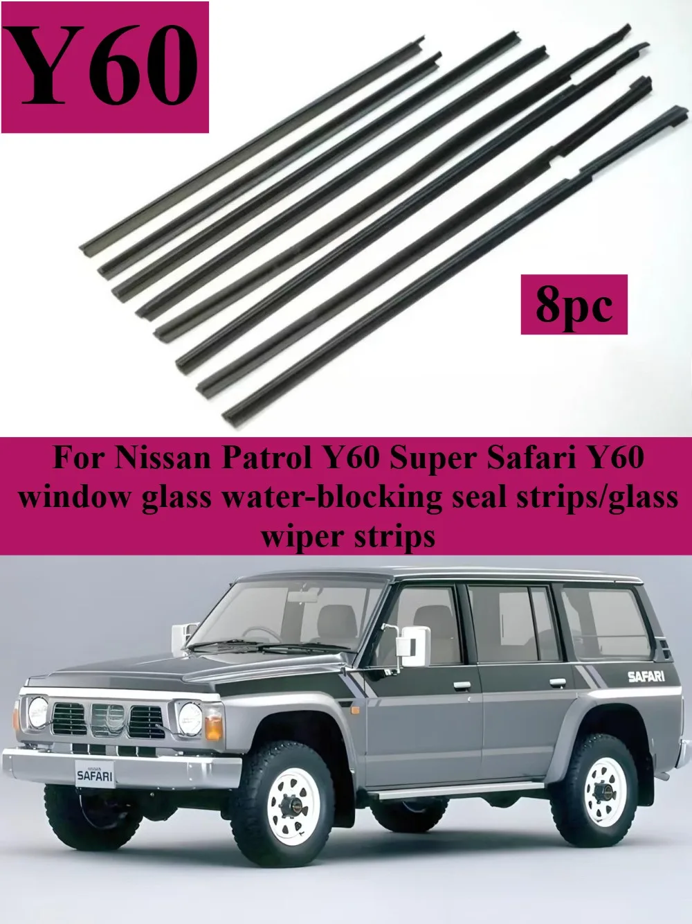 Para Nissan Patrol Y60 Super Safari Y60, tiras de sellado impermeables para ventanas/tiras limpiaparabrisas 80822-51N00 80823-51N00