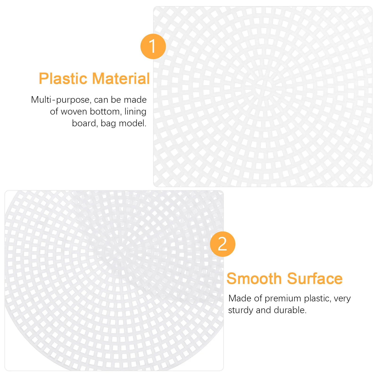 

20Pcs Round Cross Stitch Plastic Grid Plate Durable DIY Mesh Sheet for Bag Bottom Liner Board Manual Use White 14.7cm
