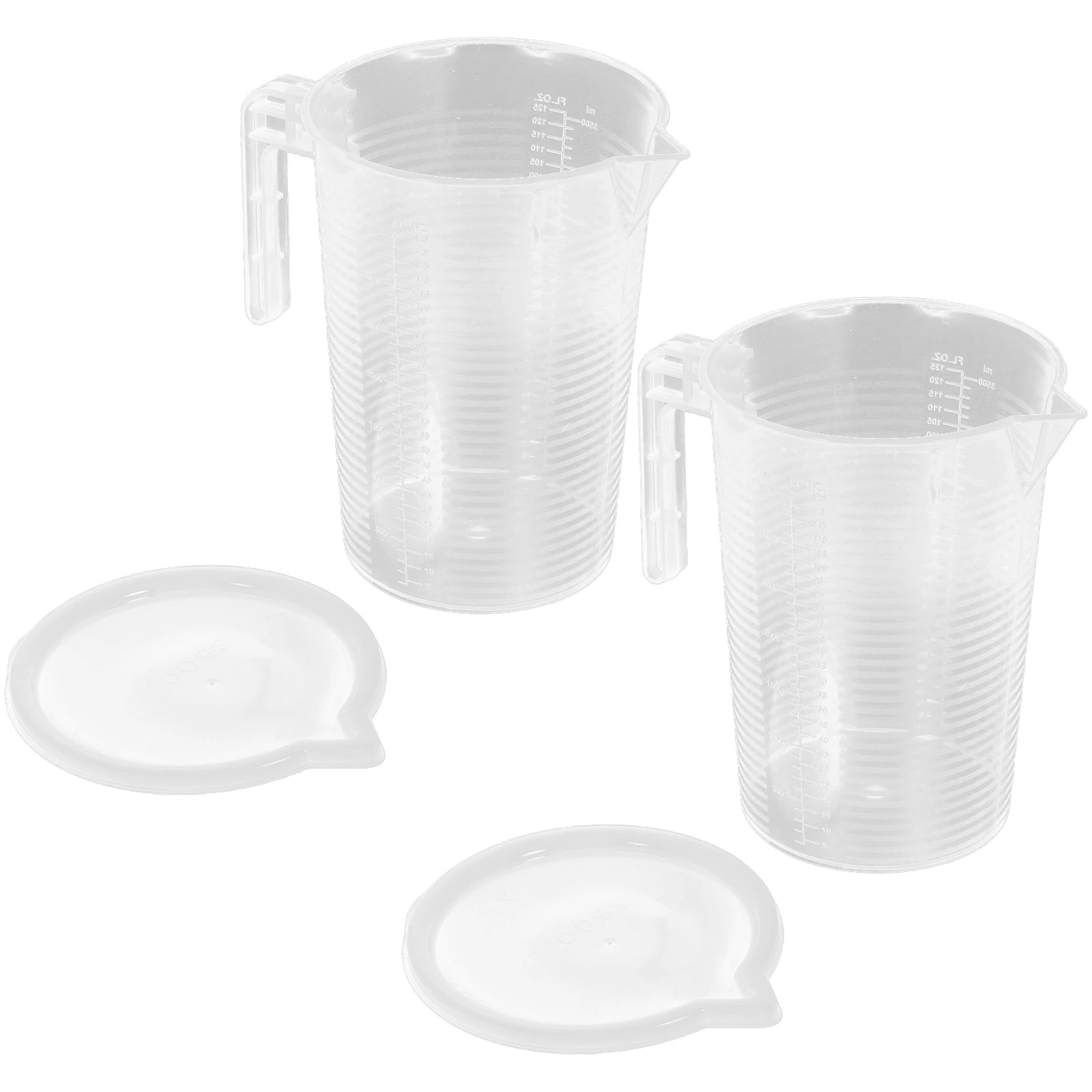 

2pcs 5L Large Capacity Measuring Jug With Lid Transparent Pp Plastic Graduated Pitcher For Milk Tea Shop Use Heat Resistant