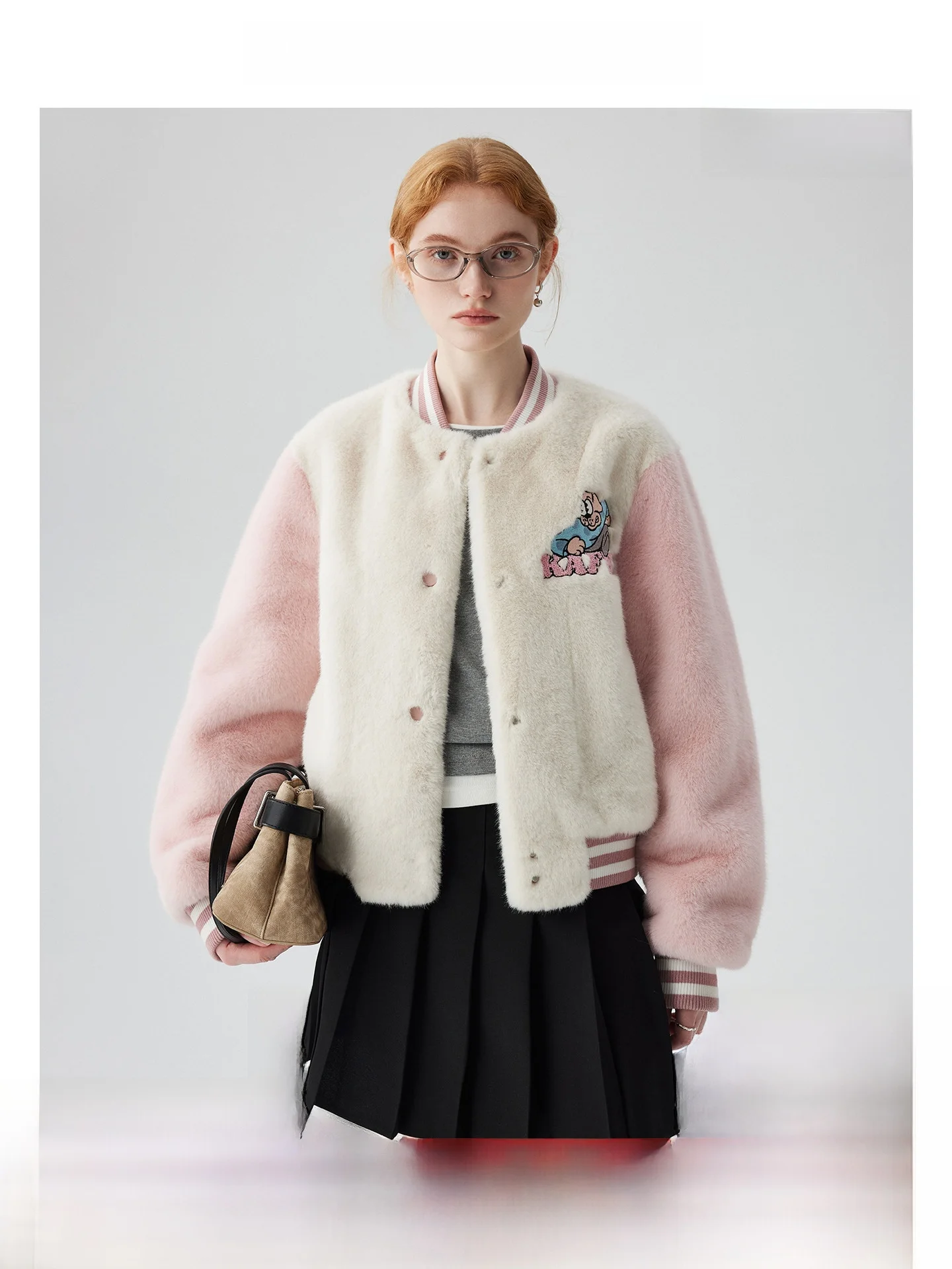 

Eco-Friendly ort Women's Fur Coat Fake Fur Baseball Jaet College Sle Mink Velvet Korean Version Thiened Long Sl...