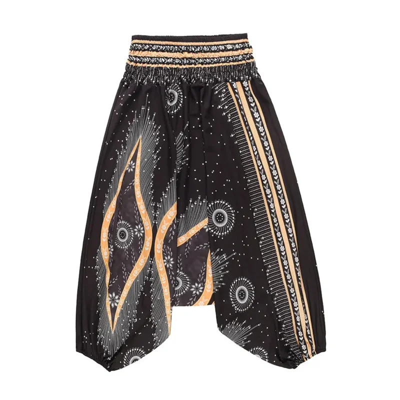 Богемные свободные повседневные брюки, женские уличные шаровары со средней талией, капри, летние широкие брюки Aladdin, длинные корейские/тайские брюки