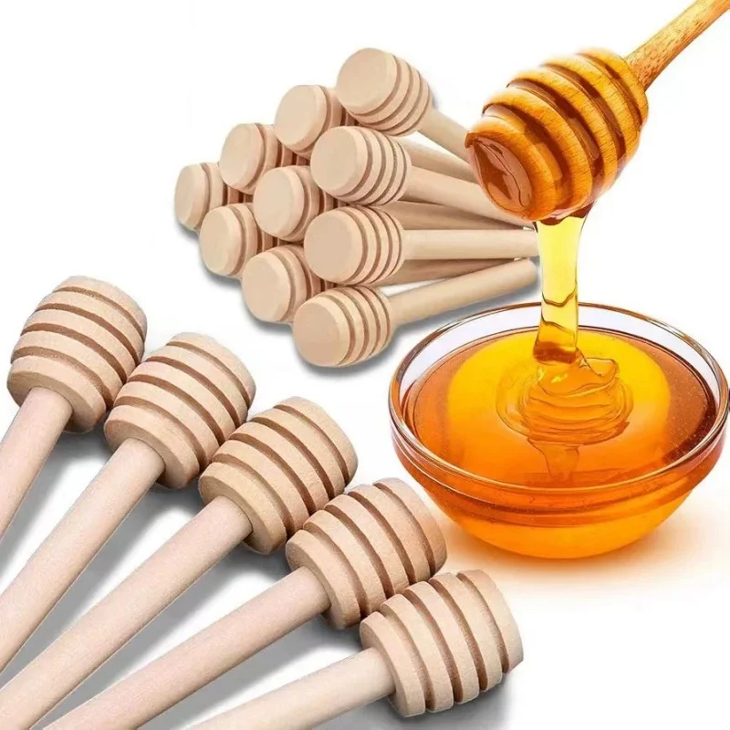 

8CM Honey Stir Bar Mixing Handle Jar Spoon PracticalWood Dipper Honey Long Stick Supplies Honey Kitchen Tools