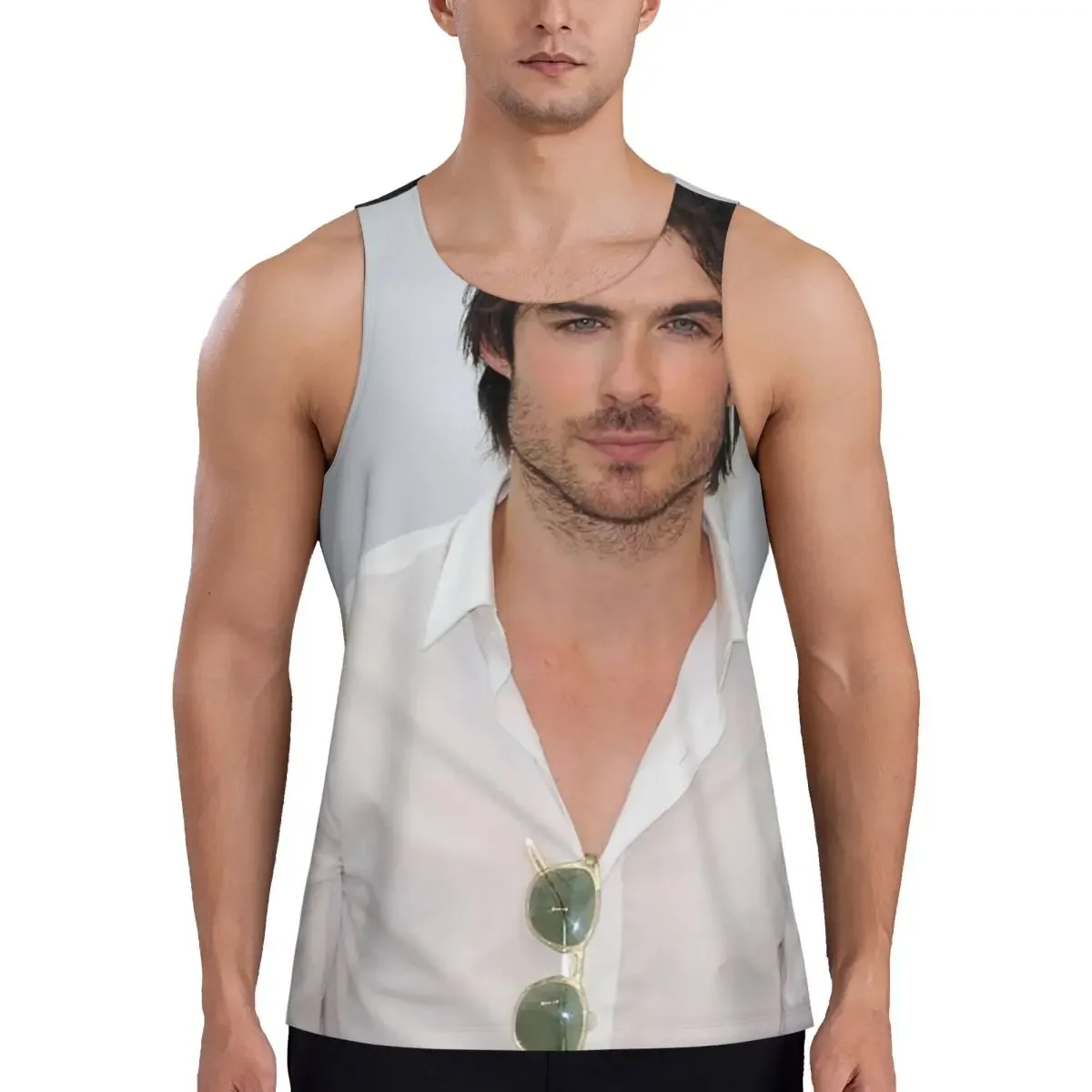 Quick Dry Soft Ian Somerhalder Damon Salvatore Gym Tank Muscle Sleeveless Shirt Bodybuilding Breathable Vest