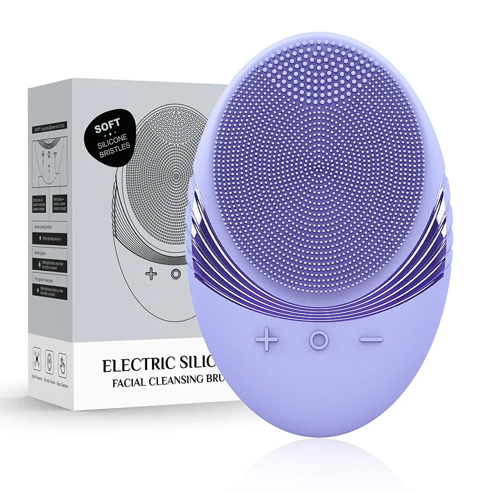 Facial Cleansing Brush Face Scrubber : Silicone Waterproof Rechargeable Face Wash Brush, 5 Cleansing Modes, Electric Deep Cleani
