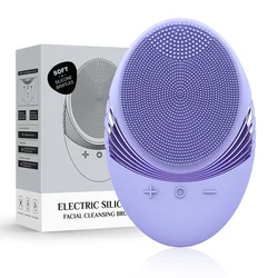 Facial Cleansing Brush Face Scrubber : Silicone Waterproof Rechargeable Face Wash Brush, 5 Cleansing Modes, Electric Deep Cleani