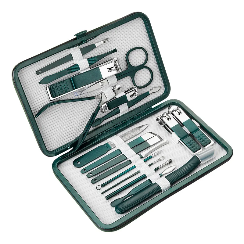 Manicure Set 19 pcs Full Function Kit Professional Stainless Steel Pedicure Sets Nail Clipper With Portable Case Idea Gift