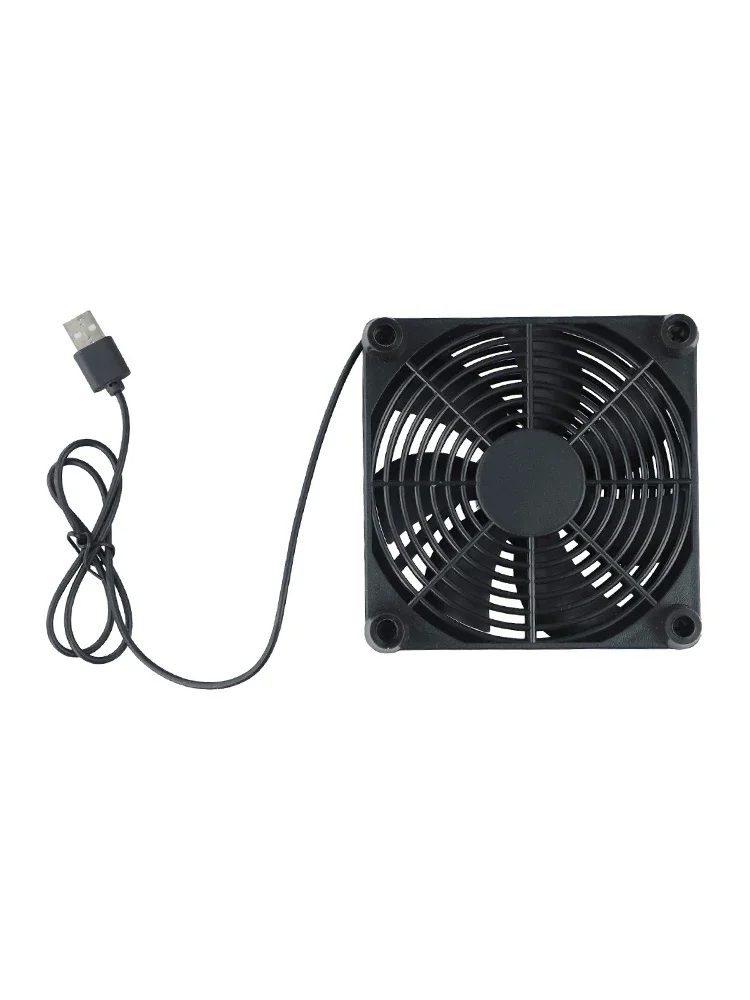 ABS 120mm 5V USB PC Router Fan High Air Volume Cooling Fan For DVR Modem Router 12*12*4cm Black  1400rpm  USB Interface