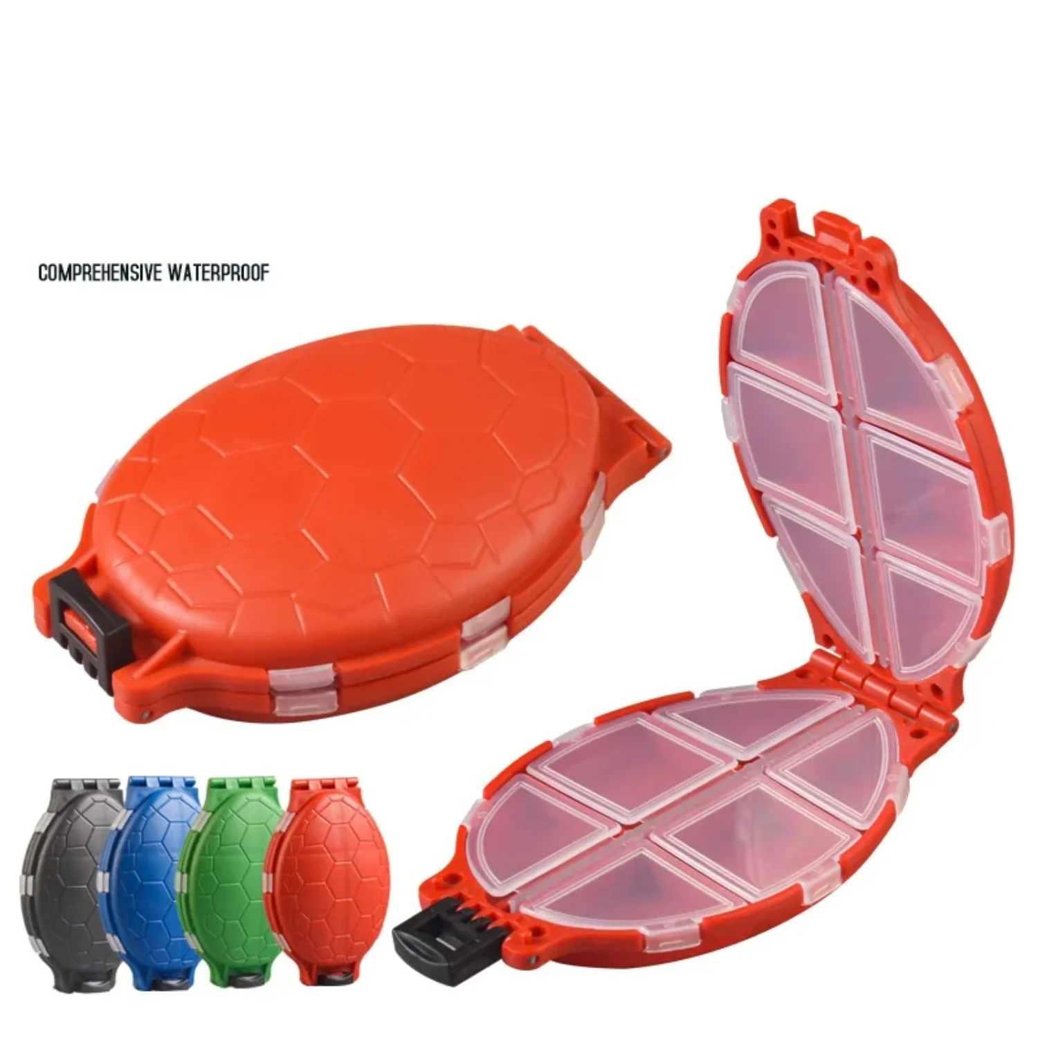 

12 Compartment Fishing Lures Bait Holder Turtle-shaped Fishing Lures Bait Organizer Portable Dustproof Box Accessories