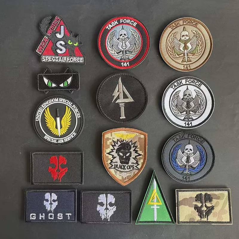 Parche Bordado con Emblema Táctico de Call Of Duty Black OPS, Task Force 141, para Ropa, Mochila Militar, Brazalete, Insignia de Moral