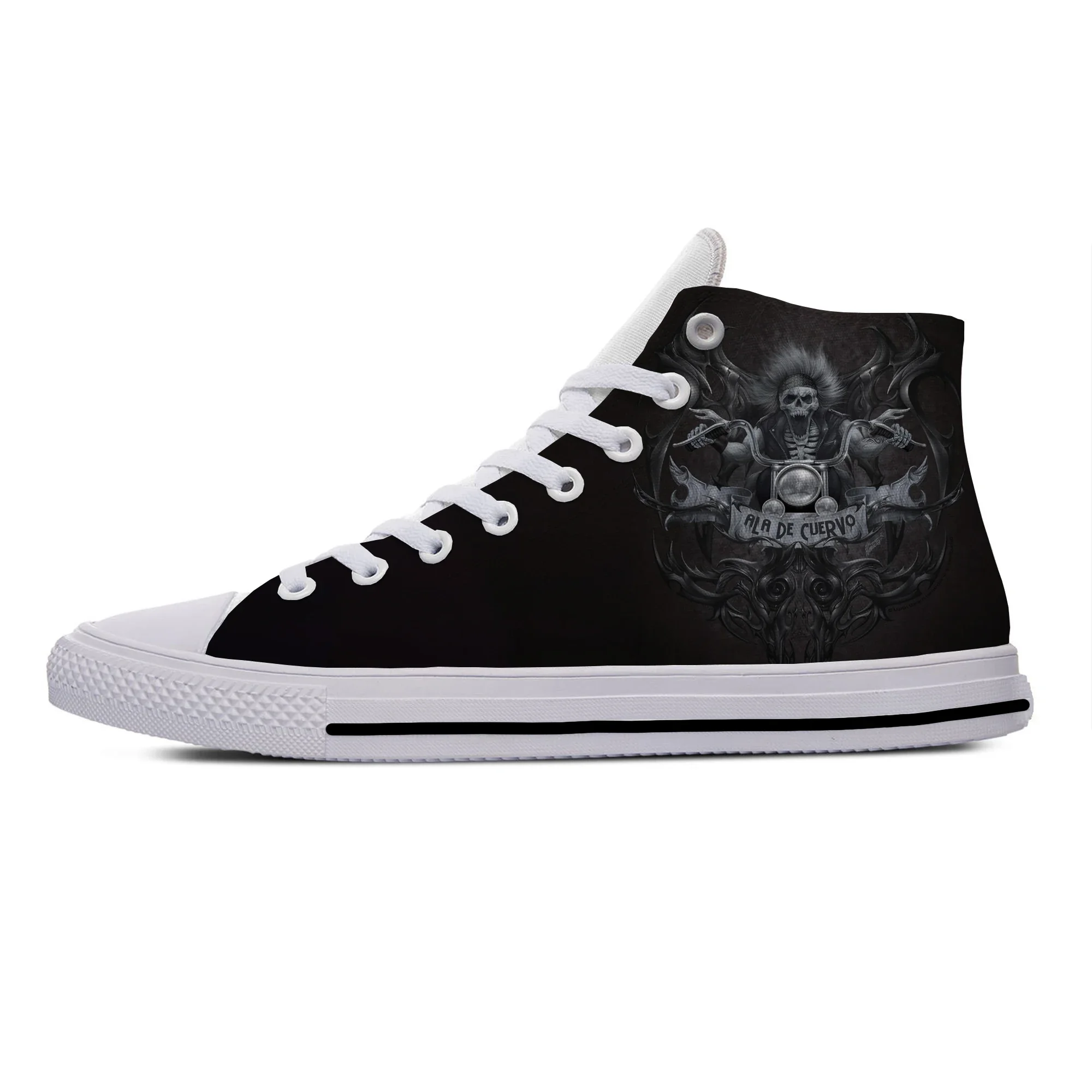 Hot Summer Motorcycle Skull Punk Funny Cool Fashion popolare Casual Cloth Shoes uomo donna ultime Sneakers High Top Board Shoes