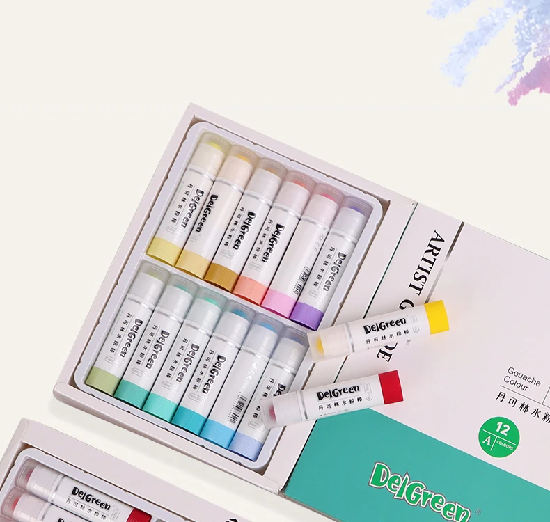 Professioneller fester Gouachestift, Basic/Macaron-Pastelle, Buntstifte, Malerei, Kinder, Zeichnen, Kunstbedarf, ungiftiger Wachsstift, DELGREEN – Detail 20