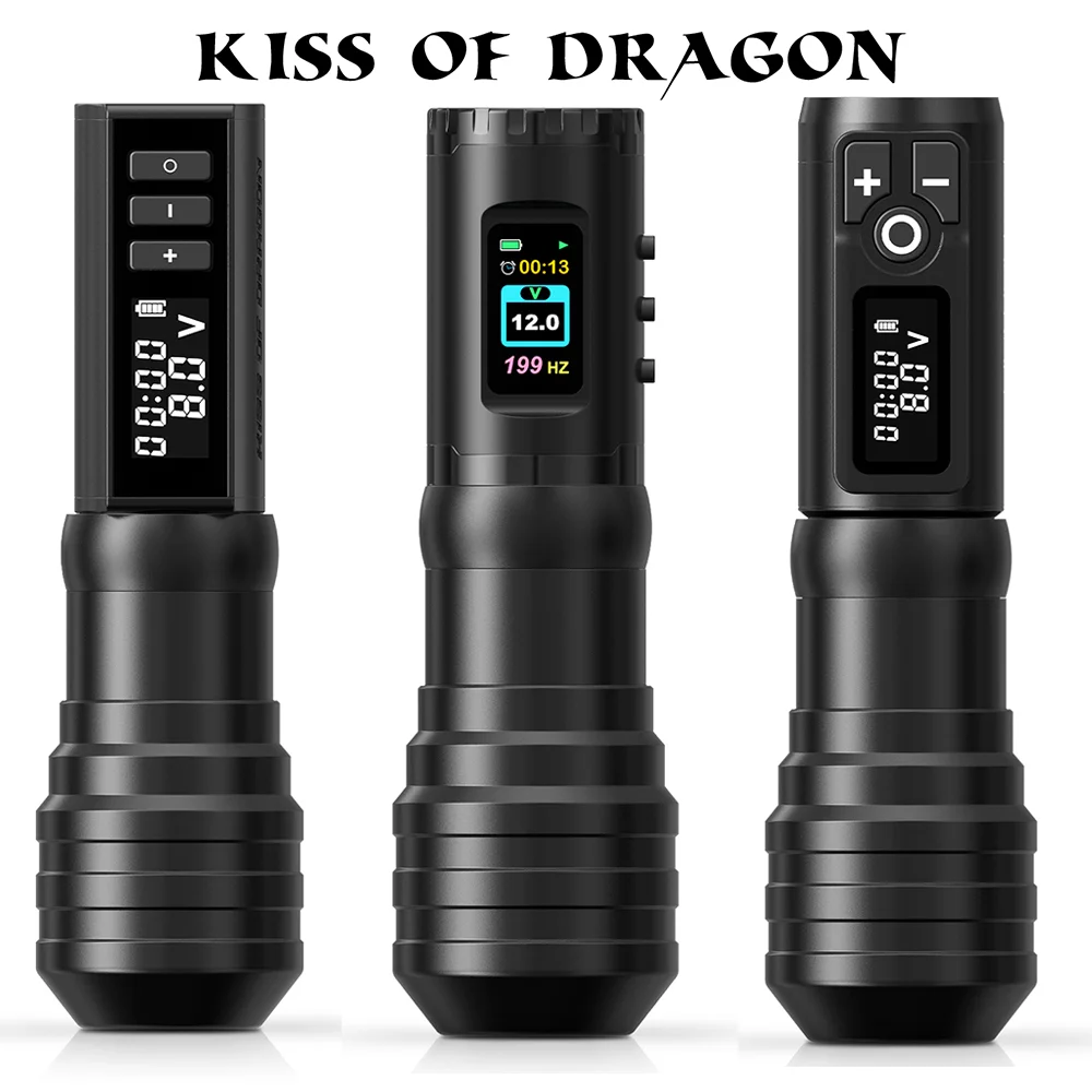 

Беспроводная тату-машинка Kiss of Dragon с регулируемым ходом 2,2-4,2 мм, OLED-дисплей, аккумулятор 2400 мАч для перманентного макияжа, татуировки