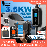 feyree GB/T Portable EV Charger 5m Cable with WIFI APP Control 16A 3.5KW Set Charging&DelayTime for EV Cars,Plug customizable