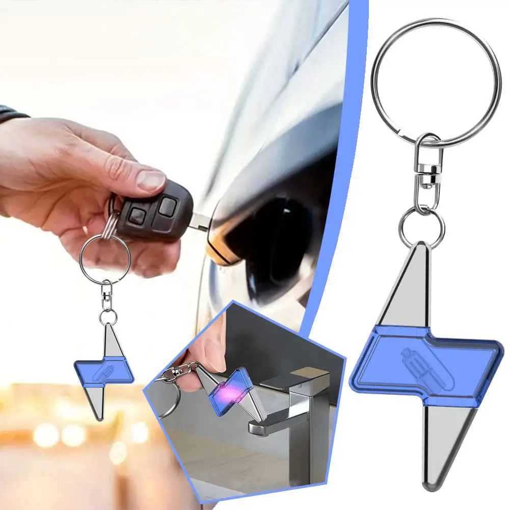 1pcs Car Static Eliminator Keychain Rocket Lightning Shaped Anti Static Keychain Decorative Pendant Electrostatic Release