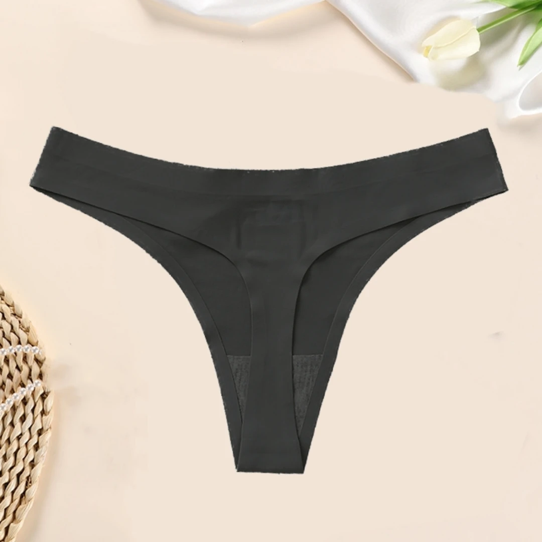 6 Pieces Waist One-piece Traceless Women's Briefs G-string Women's Underwear Transparent Ice Silk