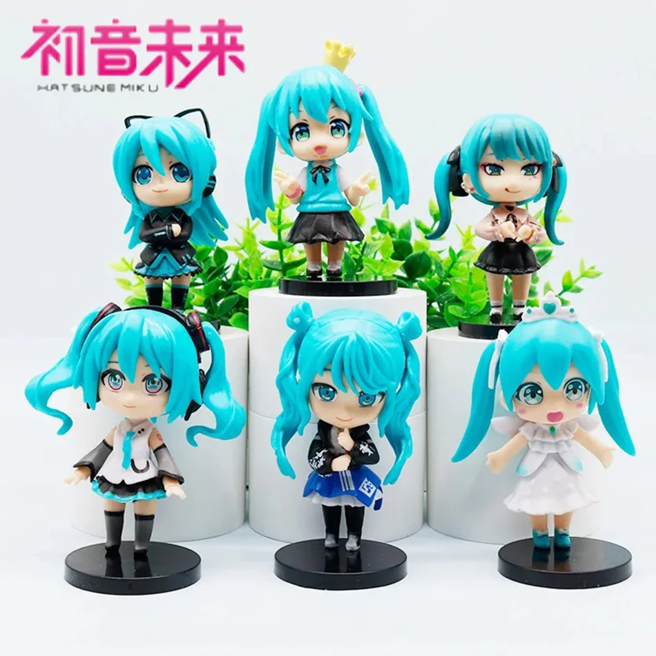 

6pcs/set Anime new hatsune miku figure mini character ornaments kawai hatsune table decoration for home adult toy child gift
