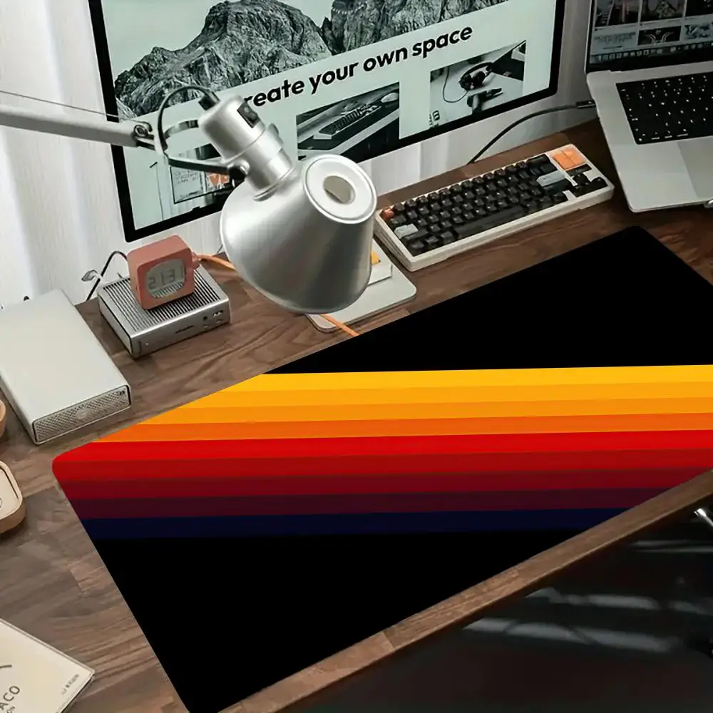 Retro Geometric Diagonal Stripe Large Size Table Mat For Bedroom Learning Laptop Office Desktop Games Mat