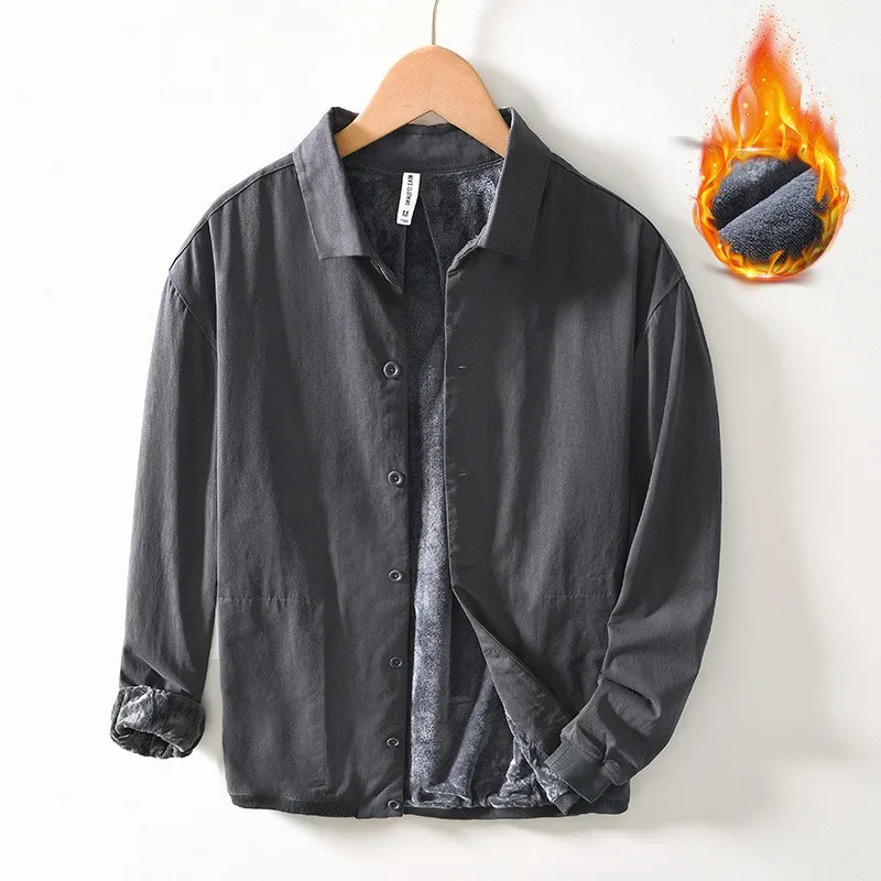 

Утепленная флисовая мужская повседневная куртка свободного кроя больших размеров для молодежи, однотонная, универсальная, с длинными рукавами