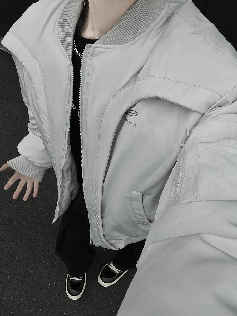 

American Sle Cleanfit Thiened Cotton Jaet Men's Winter Flight Jaet Cool Haome Baseball Cotton Coat Long Sve Zip...