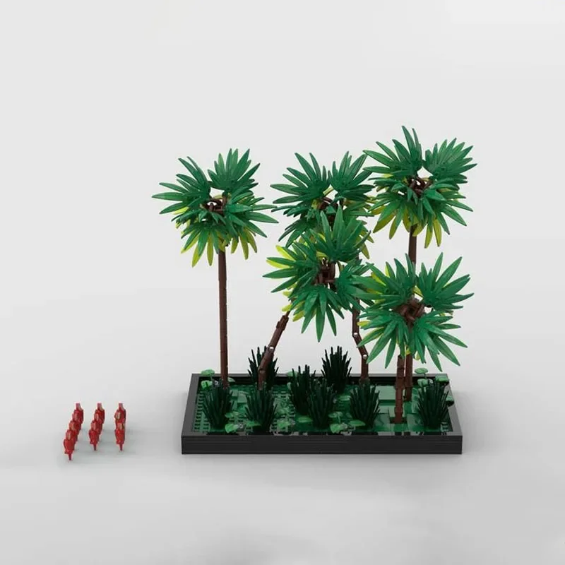 Street View Moc Building Bricks Modular Vignette of Parrots in Palm Trees Technology Blocks Christmas DIY Toy Construction Gifts