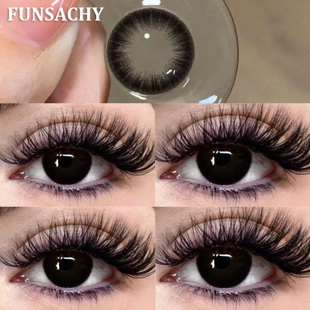 FUNSACHY 1 Paar große schwarze Kontaktlinsen, natürliche graue Linsen, blau, koreanische Augen-Make-up-Kontakte, jährliche Schönheit, für Schüler, Kosmetik