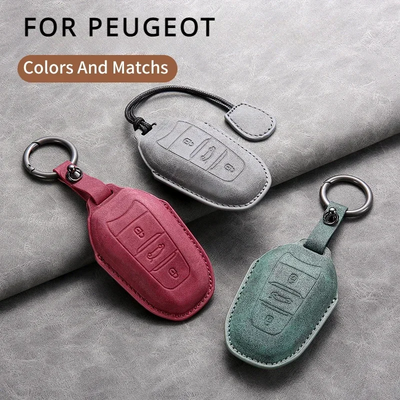 

Leather Car Key Case Cover Shell for Peugeot 308 408 2008 3008 4008 5008 Citroen C4 C4L C6 C3-XR Picasso DS3 DS4 DS5 Keychain