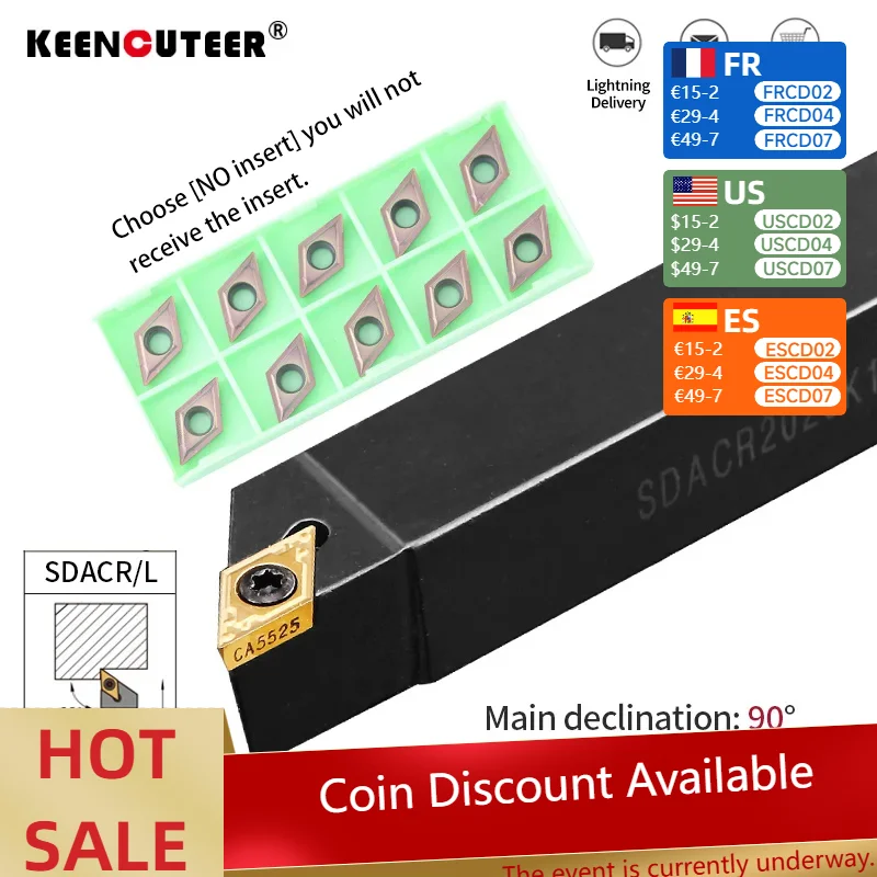 

1 шт. SDACR1212H11 SDACR1616H11 SDACR2020K11 внешний токарный инструмент держатель DCMT твердосплавные вставки токарный станок с ЧПУ набор режущих инструментов для токарного станка инструменты