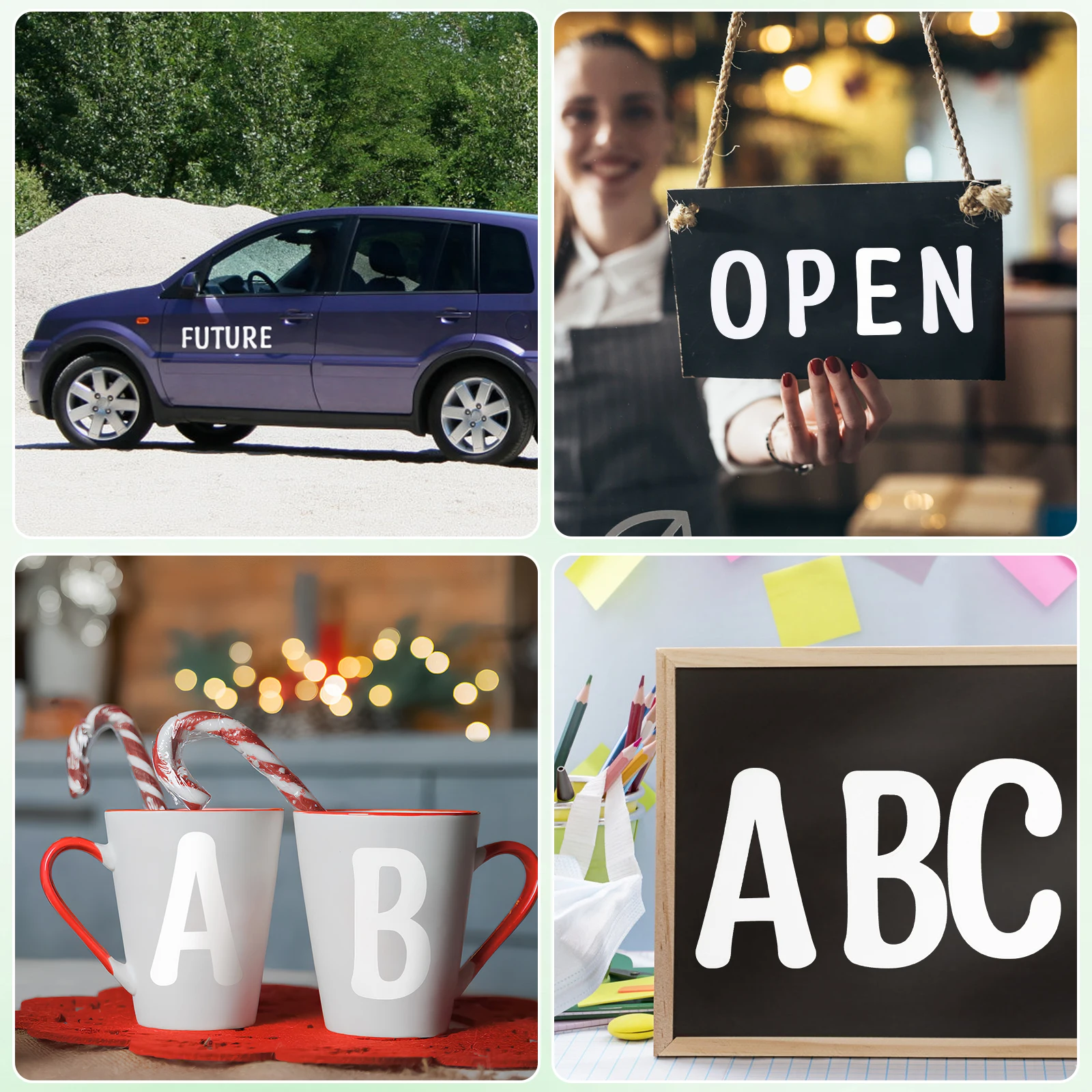 

30 Sheets Large Alphabet Stickers White Color Removable Self Adhesive Bulletin Board Letters Poster Decor Learning