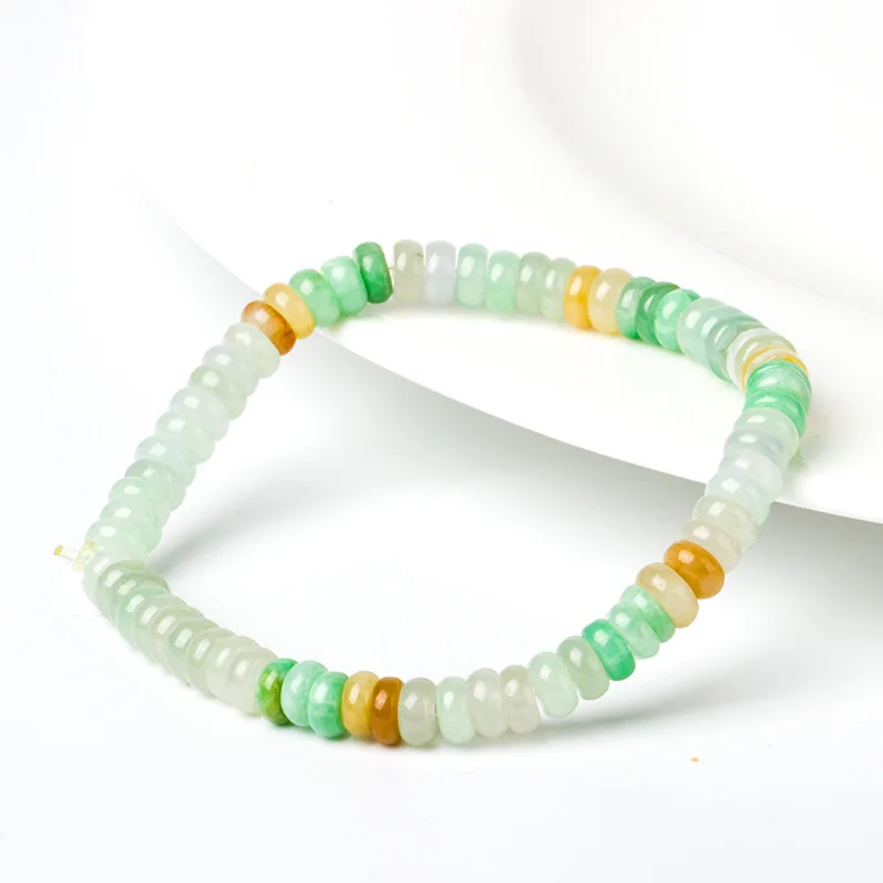 Factory Natural Myanmar A- Level Jade-like-Color Abacus Beads Bracelet Women with Certificate