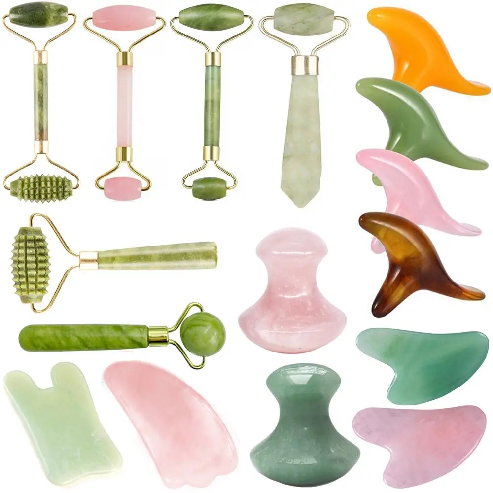 Natural Quartz Beauty tool Face Roller Guasha Board Massager Tool Body Face Massager