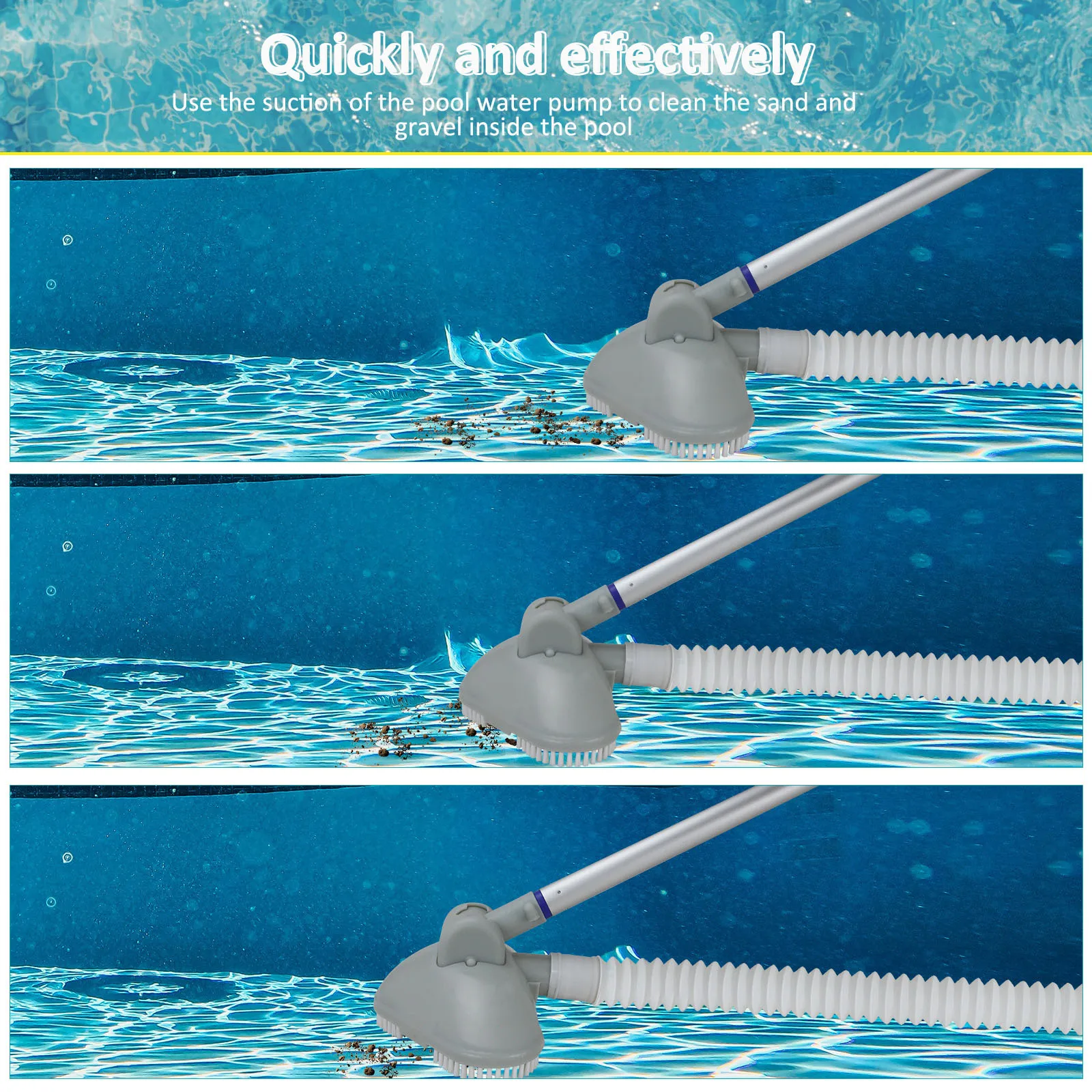 Automatic Pool Vacuum Cleaner for Inflatable Pools Works Without Batteries Uses Pool Filtration System Telescopic Pole Provided