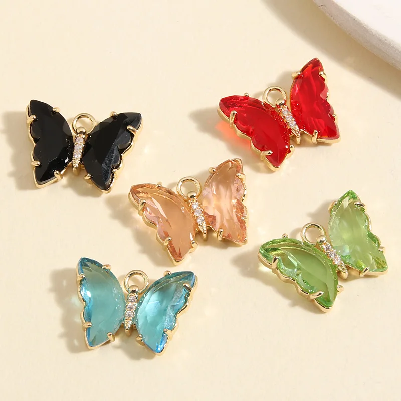 5pcs Gold Color 20x15mm Lovely Enamel Butterfly Charms Insect Animal Pendant Fit DIY Jewelry Making Handcrafted Accessories