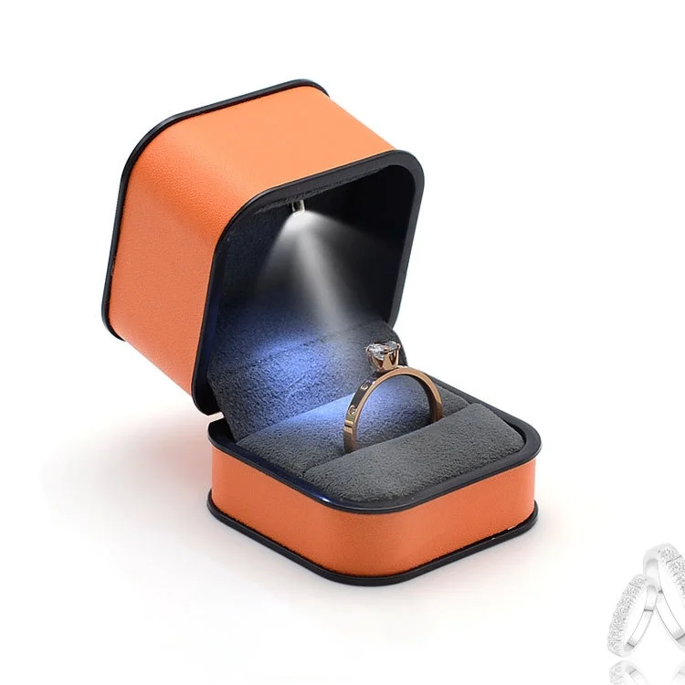 Wholesale High-End Led Light Jewelry Box Velvet Interior Ring Necklace Bracelet Box Customizable Logo