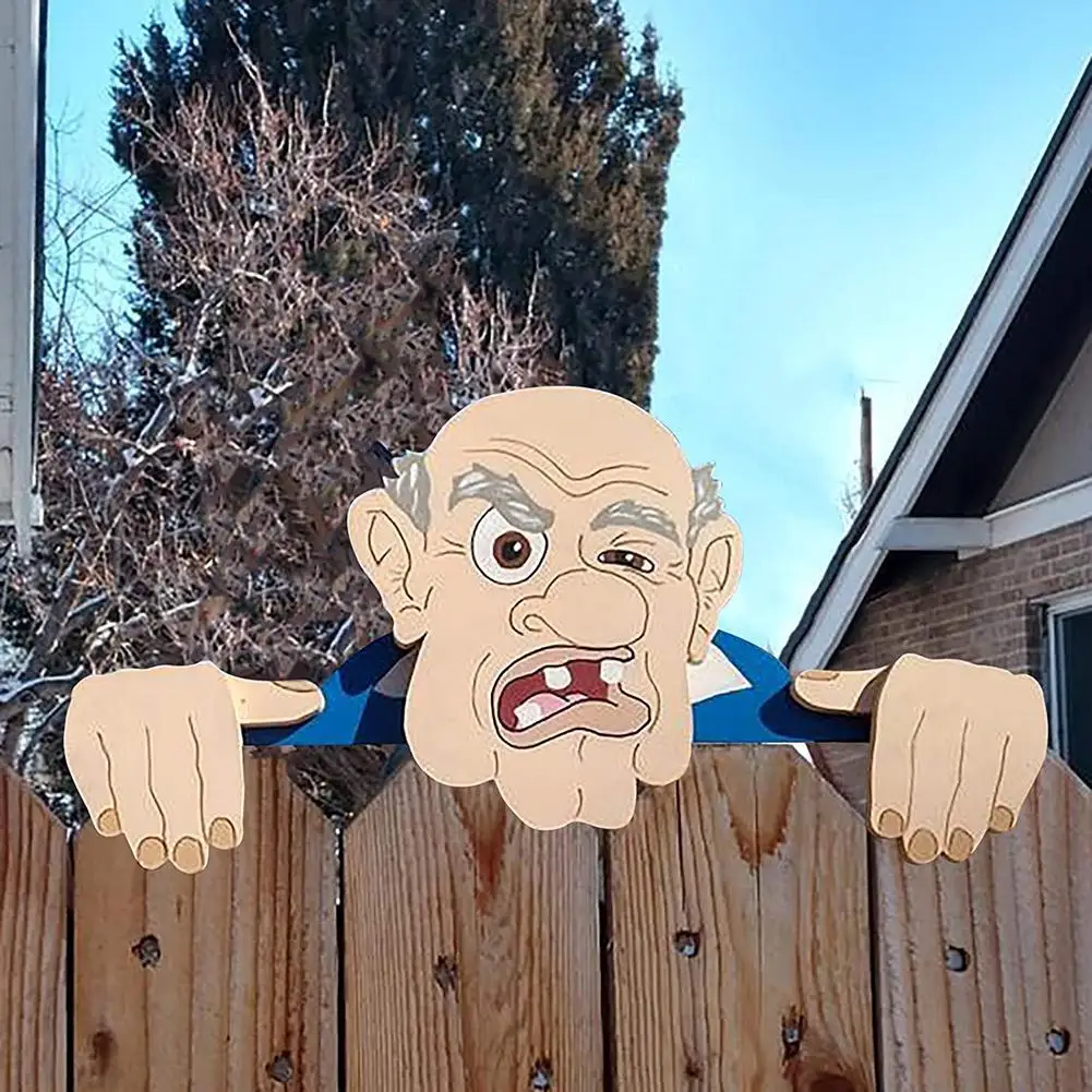 Illustration Jardin Exterior Fence Decoration Creative Nosy Old Man Ornament Fathers Day Mothers Day Gift Event Party Gift