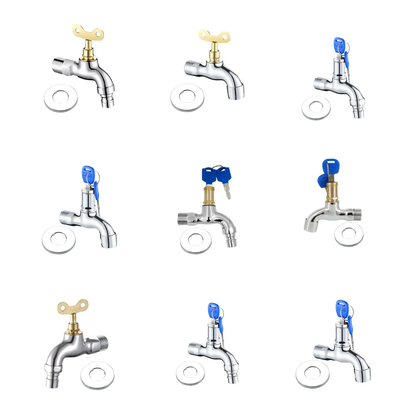 Lockable Faucet with Key, , Replacement, Water Tap Garden Tap for Home, Garden, Outside, Workshop, Garage,