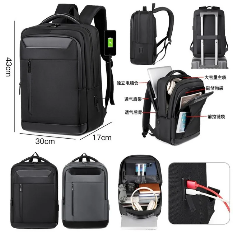 

USB Charging Port Laptop Backpack For Men Large Capacity Men's Computer Bag Multiple Pockets Waterproof Outdoor Business Bagpack