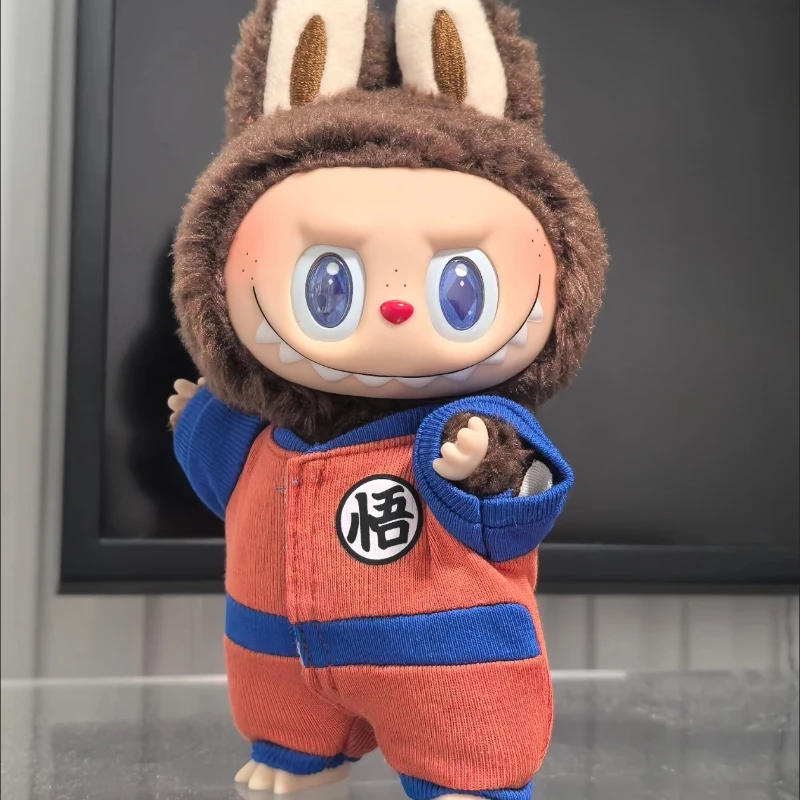 Hanya Pakaian 17Cm Labubu Dragon Ball Anime V1v2 V3 Labubu Boneka Vinyl Liontin Boneka Pakaian Anak Laki-laki Hadiah Mainan Pakaian untuk Labubu